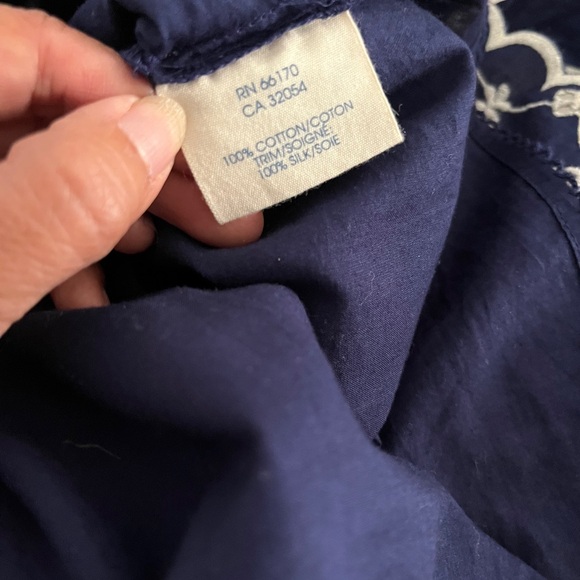 Edme & Esyllte Anthropologie Navy White V Neck Dress with Pockets Size Medium - Picture 10 of 10